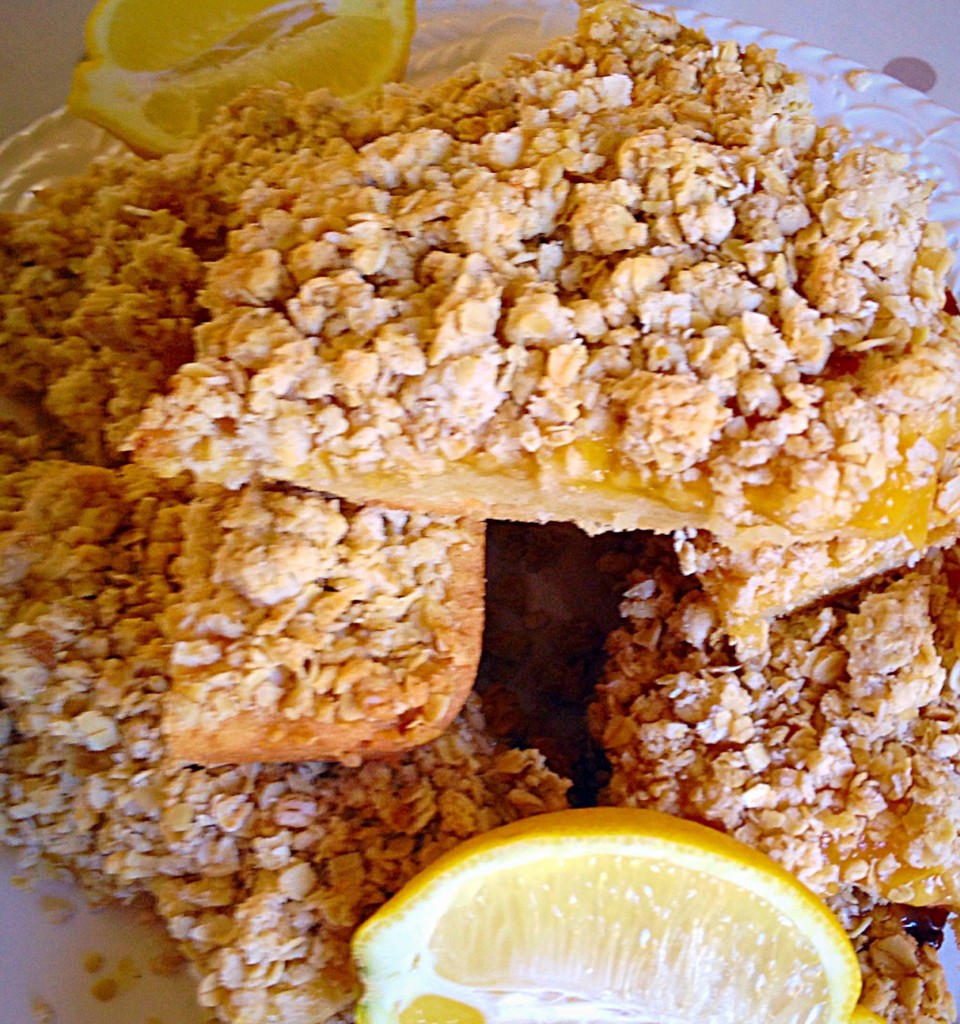 Oat Topped Lemon Shortbread Bars Feasting Is Fun