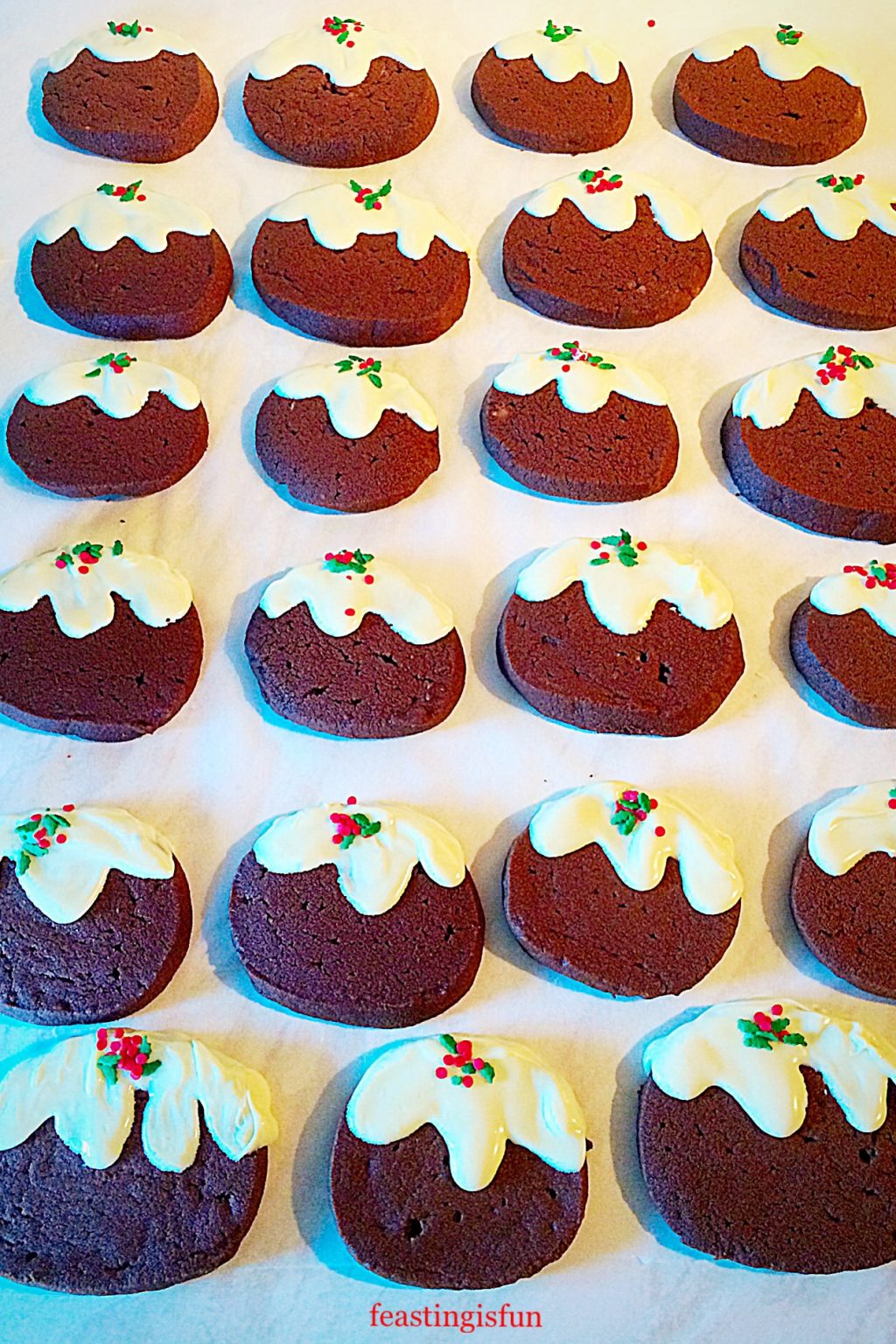 Chocolate Christmas Pudding Cookies - Feasting Is Fun