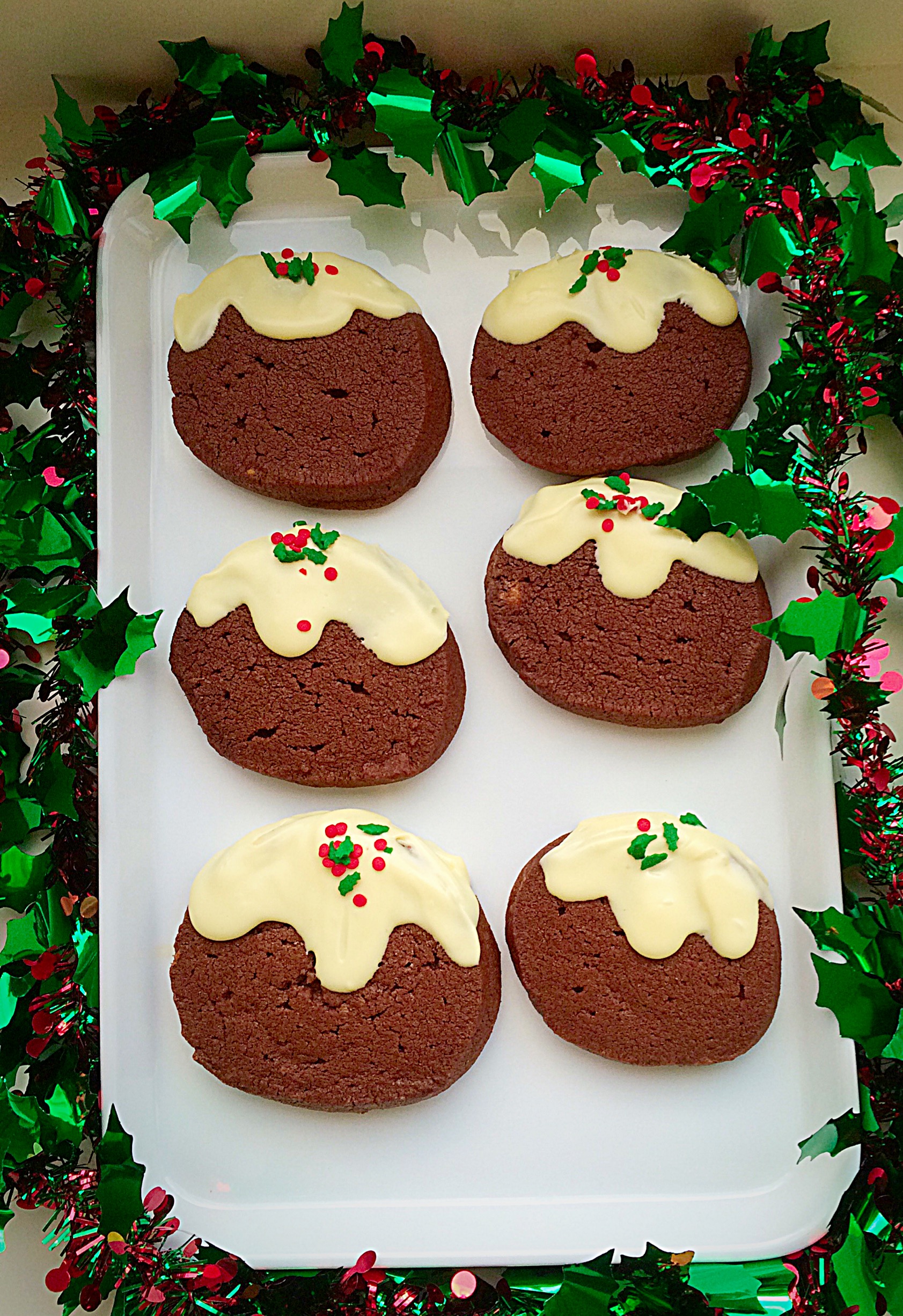 Chocolate Christmas Pudding Cookies - Feasting Is Fun
