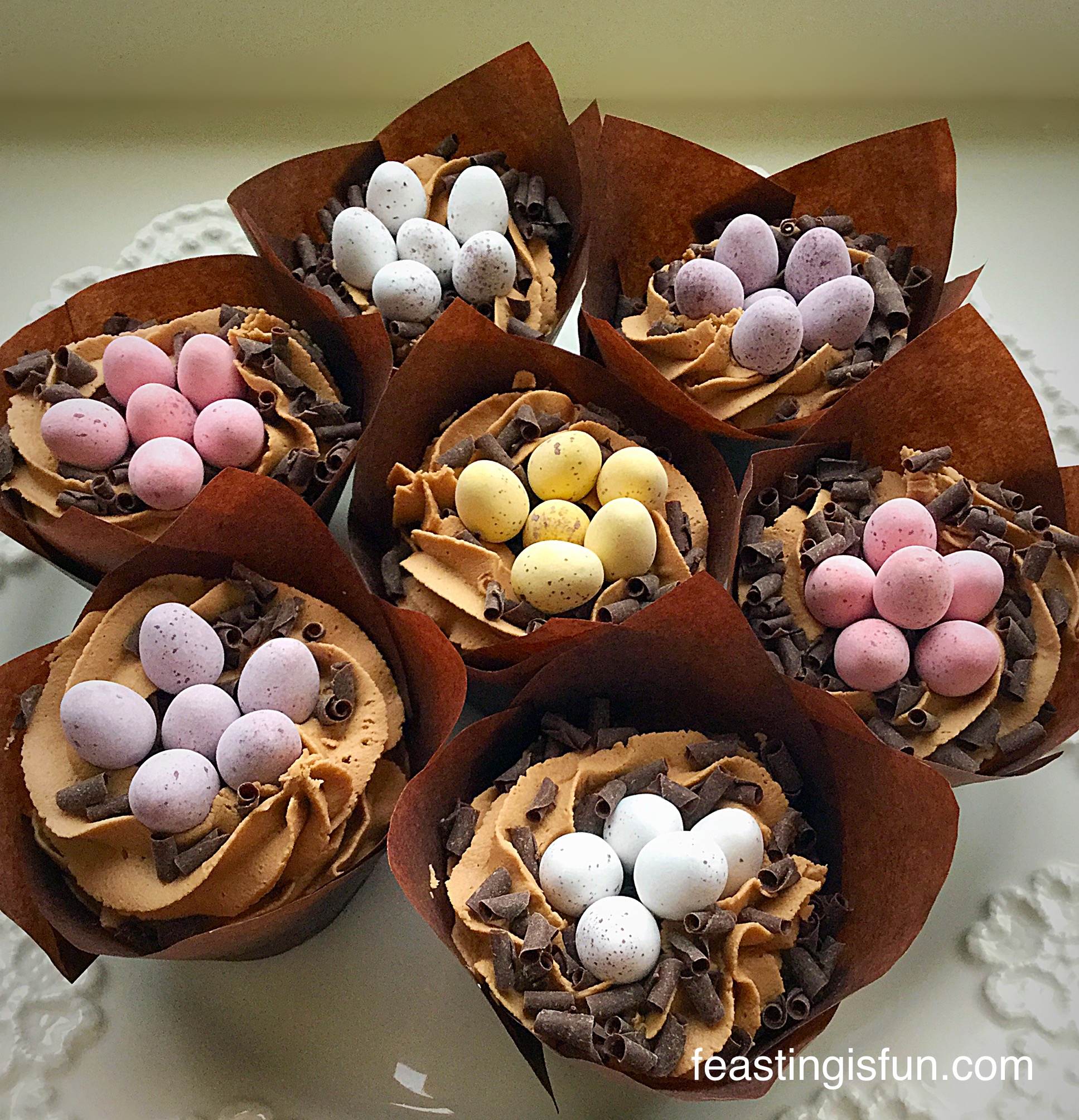 Vanilla Mini Egg Nest Cupcakes Feasting Is Fun