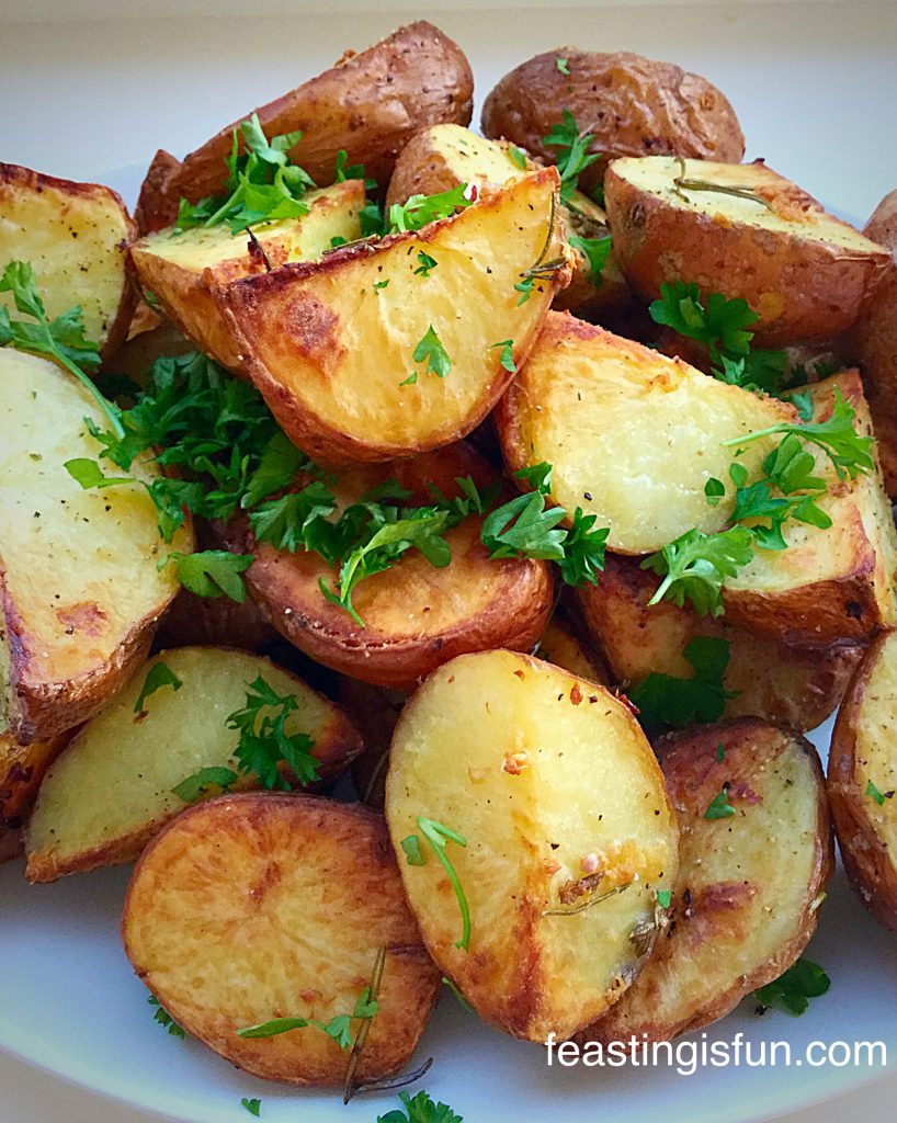 Garlic Rosemary Roast Potatoes Feasting Is Fun
