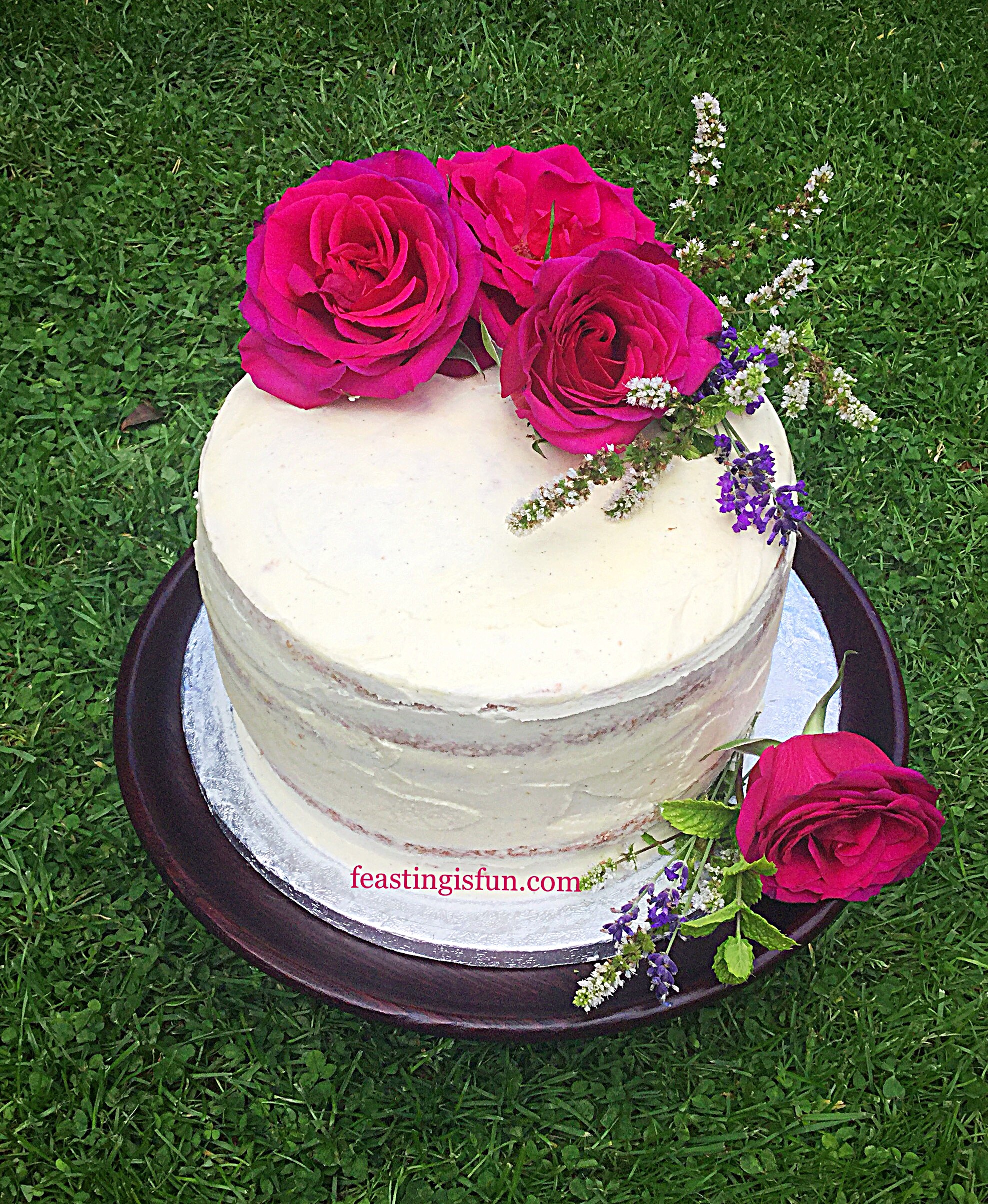 Raspberry Vanilla Naked Celebration Cake - Feasting Is Fun