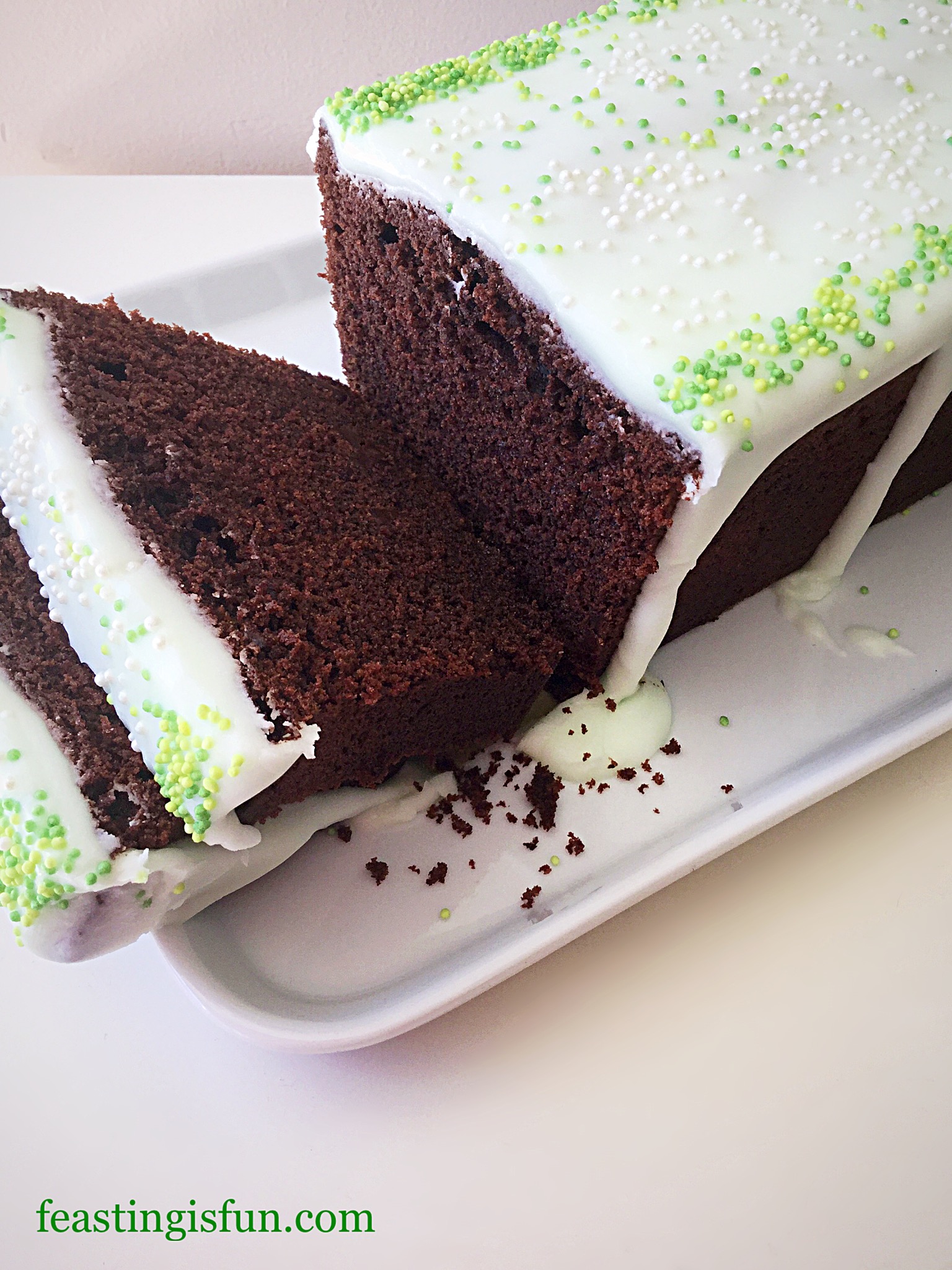 Mint Chocolate Chip Drizzle Cake Feasting Is Fun