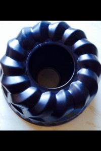 The outside of the Bundt tin - showing the moulded shape the cake will have once cooked.