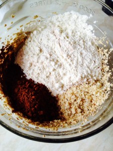 In this recipe I've substituted 4oz of flour with 2oz of both Cocoa powder and finely chopped Brazil nuts.