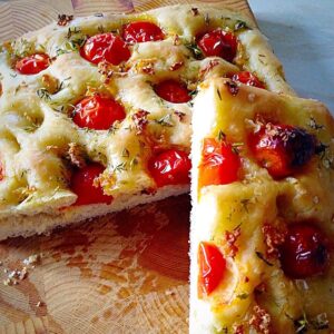 Tomato Thyme Garlic Focaccia Bread 