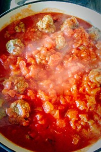 Yummy, bites sized herb meatballs in a simple tomato sauce.