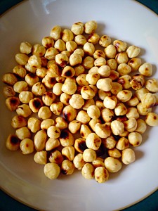 Once toasted the hazelnuts turn a gorgeous golden colour.