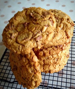 A Tower of Giant Chocolate Chip Cookies - scrumptious 