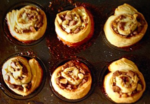 Remove from the oven, look at how scrummy these Chocolate Chip Brazil Nut Buns.