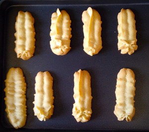Beautifully golden, cooked Viennese Fingers.
