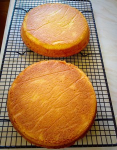 Cooling cakes, waiting to be transformed....