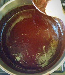 Stir in the cocoa until thoroughly combined.