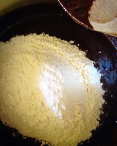 Now add the flour, bicarb. and salt.