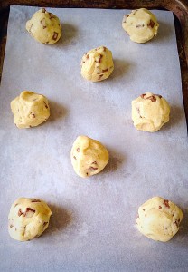 Space the cookie dough balls evenly apart.