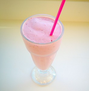Raspberry Banana Ice Cream Smoothies - pretty, pink, cool, drink!