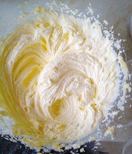 In a bowl thoroughly whisk/beat the sugar, salt and butter, until light and creamy.