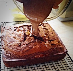 Malted Marbled Chocolate Cake - pour over the melted milk chocolate.