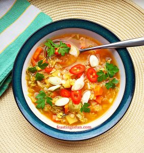Winter Warming Vegetable Soup served in a bowl