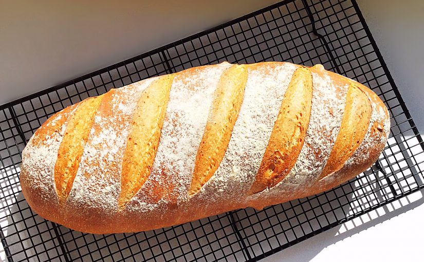 Large crusty white bread.