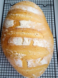 Large White Bloomer leave to cool on a cooling rack.