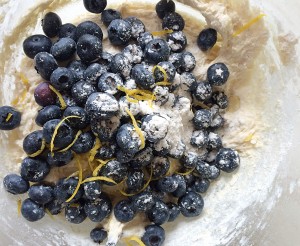 Add the blueberries and lemon zest.