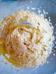 Cream the butter and sugar until pale and fluffy.