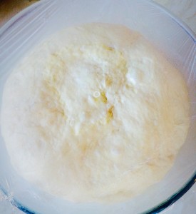 See how the dough has risen slowly in the fridge and is now at least doubled in size!