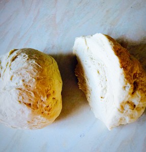Divide the dough in half.