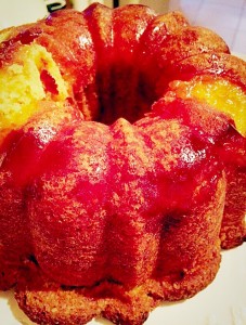 Luscious Lemon Bundt Cake the icing will hide the small area that stuck!!