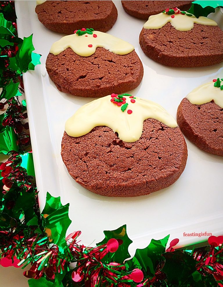 Chocolate Christmas Pudding Cookies - Feasting Is Fun