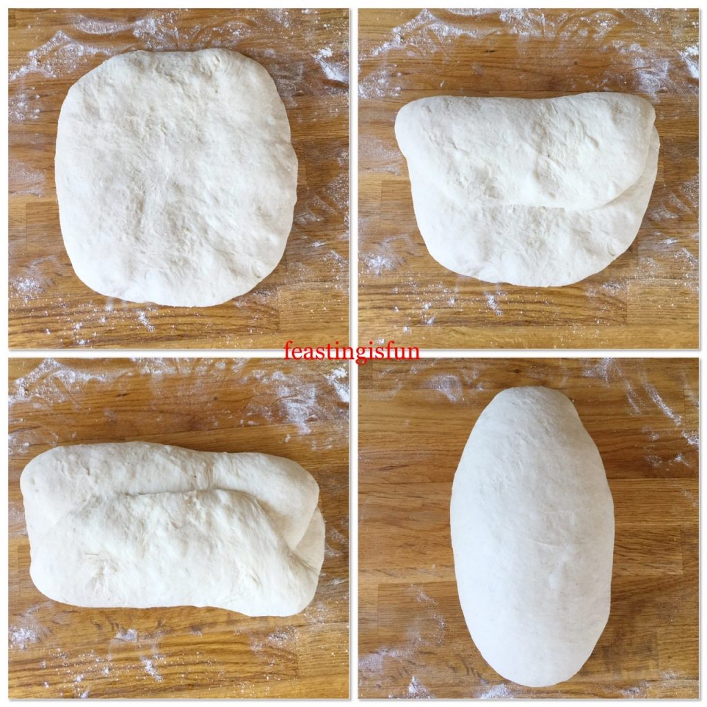 Shaping bread dough in stages.