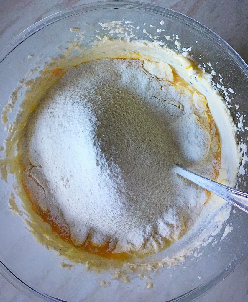 Sift the flour, baking powder and salt into the bowl.