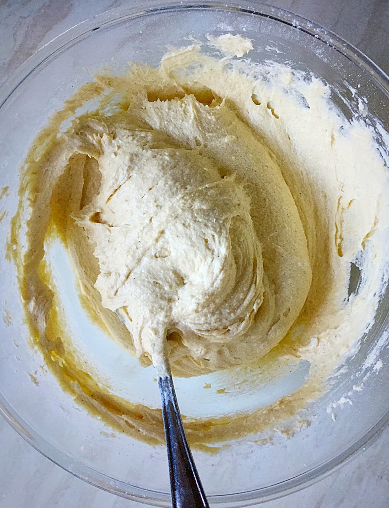 Fold all the ingredients together until combined. This will ensure the Vanilla Bean Cupcakes are light and fluffy.