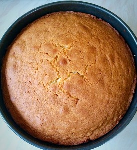 Once baked remove the cake from the oven and place the pan on a rack to cool for 15 minutes.