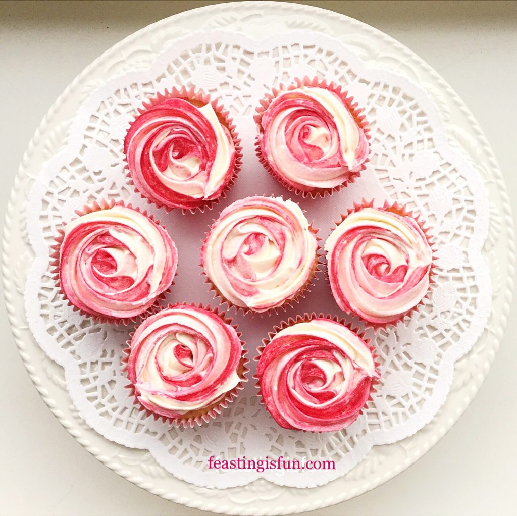 Raspberry Ripple Almond Cupcakes 