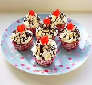 Maraschino Cherry Chocolate Drizzle Cupcakes 