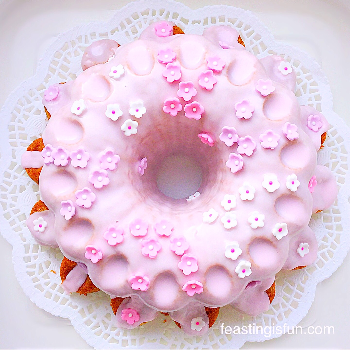Flower Vanilla Bundt Cake - Feasting Is Fun