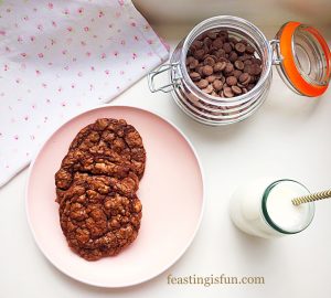 Bakery Style Soft Triple Chocolate Cookies 