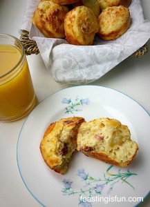 Cheese Bacon Breakfast Muffins - Feasting Is Fun