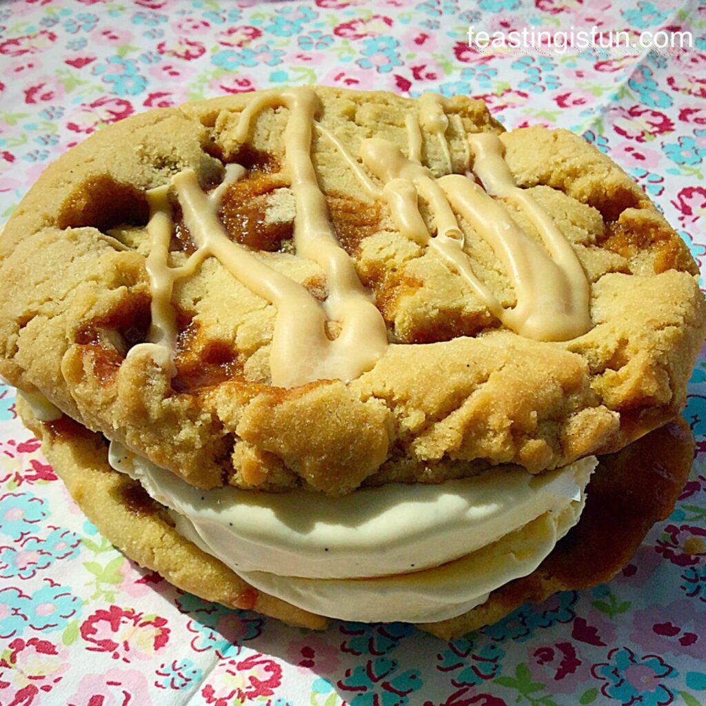 Vanilla ice cream cookie sandwich.