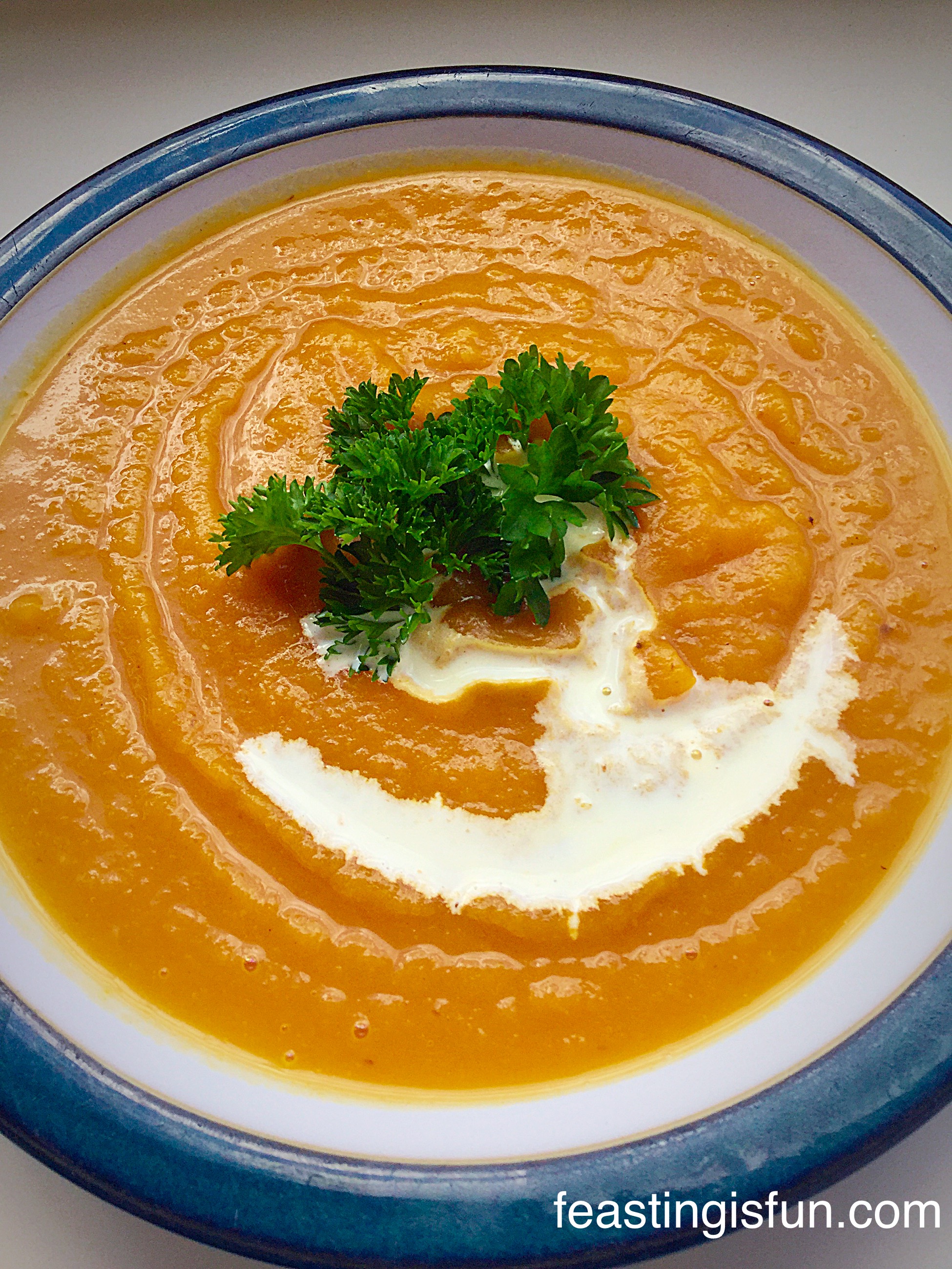 Roasted Garlic Butternut Squash Soup - Feasting Is Fun