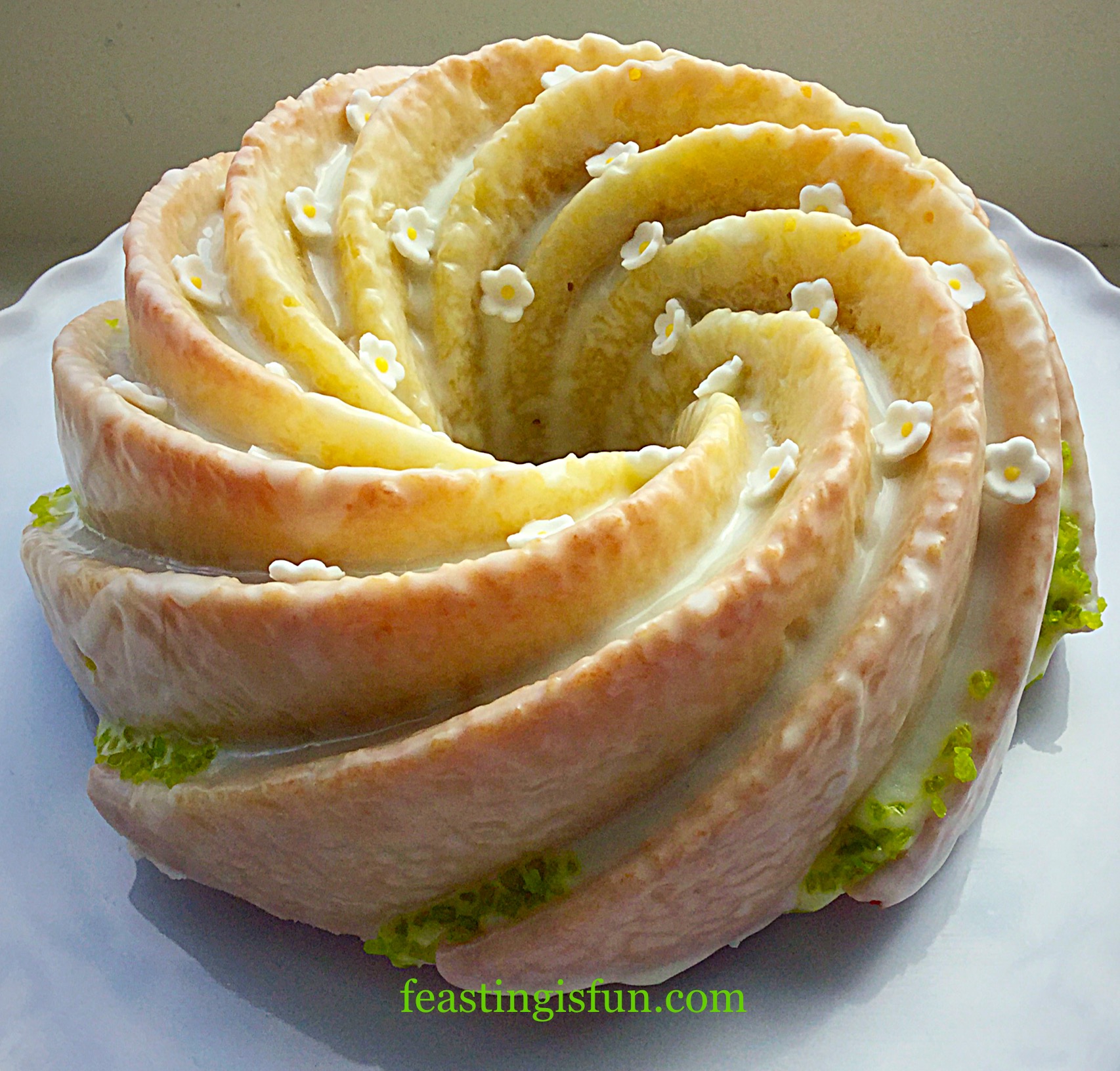 Swirl Lime Drizzle Cake - Feasting Is Fun