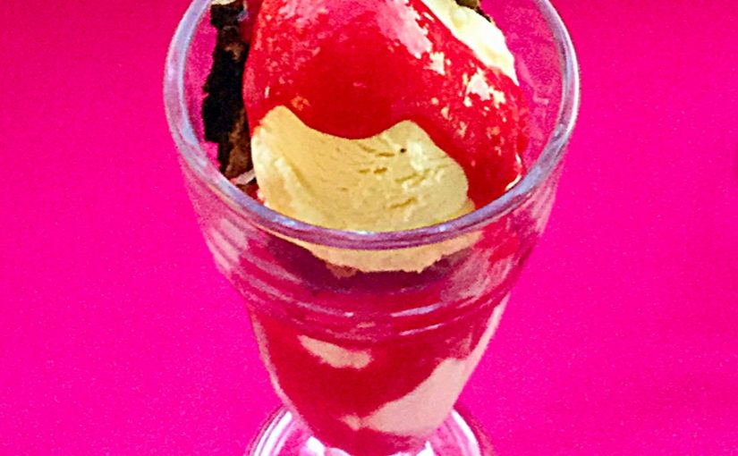 Raspberry Chocolate Ice Cream Sundae