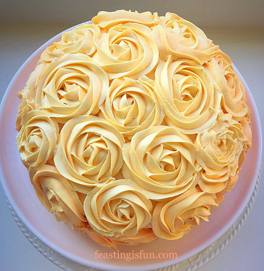 FF Orange Lemon Ombre Piped Rose Cake