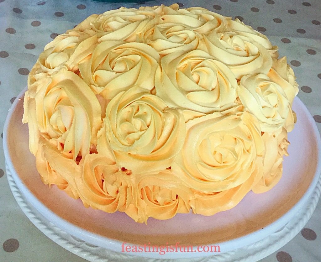 FF Orange Lemon Ombre Piped Rose Cake 