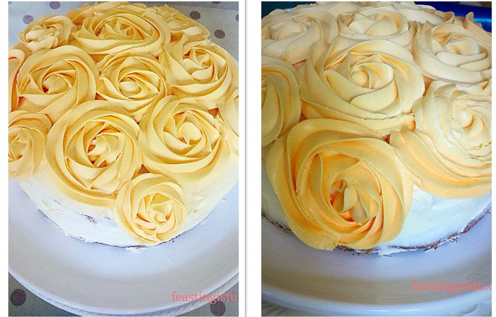 FF Orange Lemon Ombre Piped Rose Cake 