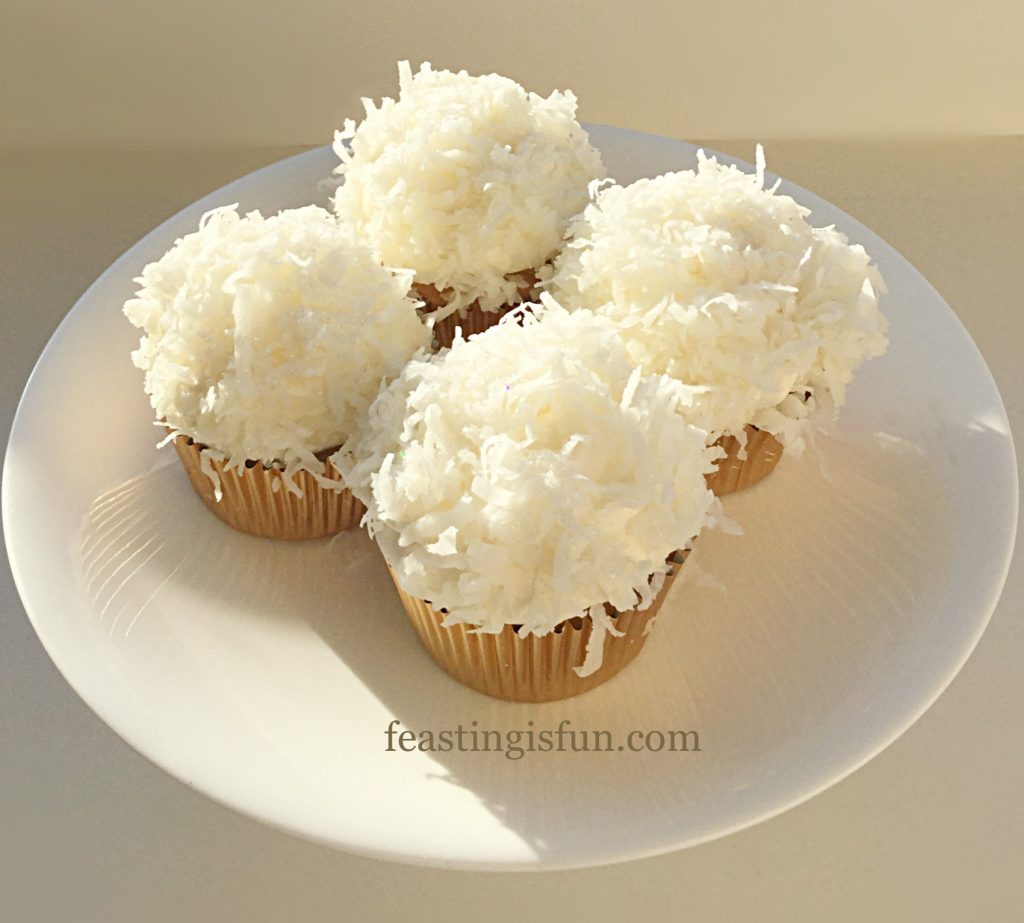 FF Coconut White Chocolate Snowball Cupcakes 