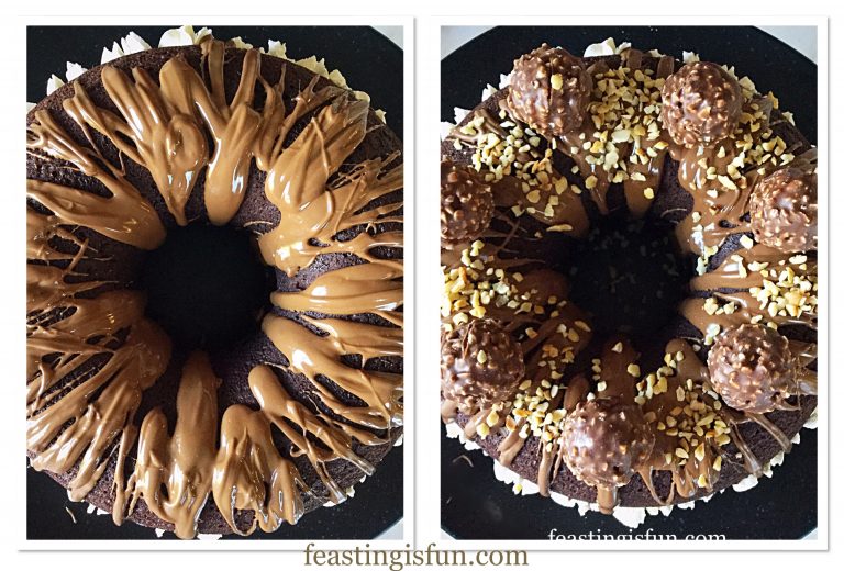 Chocolate Hazelnut Baked Giant Doughnut - Feasting Is Fun