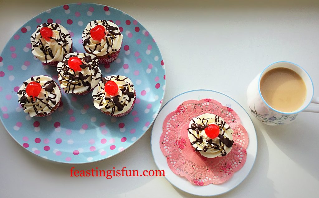 FF Maraschino Cherry Chocolate Drizzle Cupcakes 